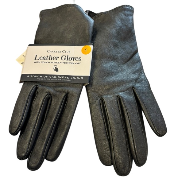 Charter Club Other - Charter Club Men’s Dark Pewter Leather Touchscreen Gloves Size S